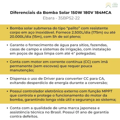 bomba solar| espefcificaçao
